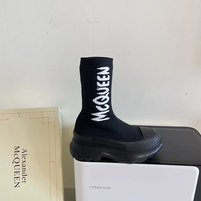 Alexander McQueen Boots Logo Knit Sock with Lug Sole product detail image 2