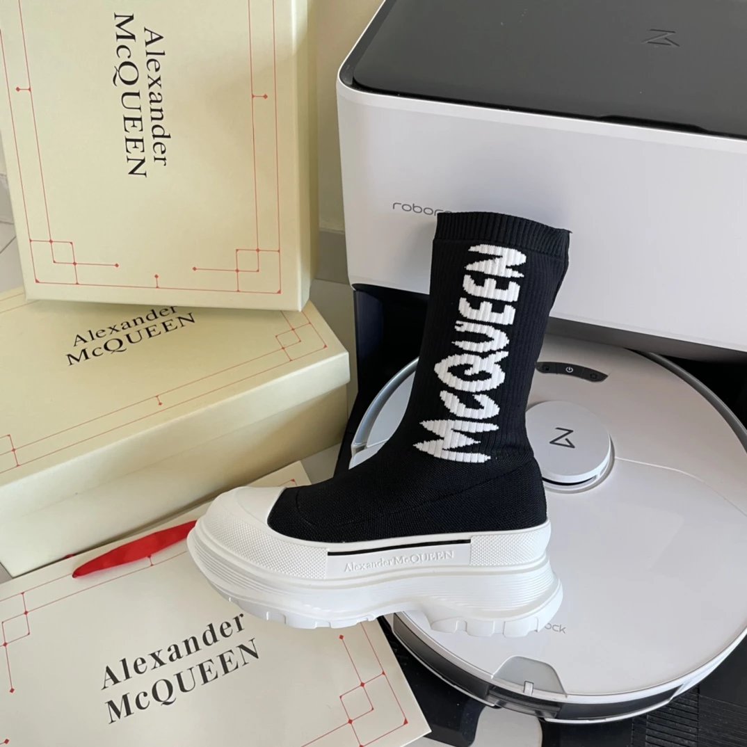 Alexander McQueen Boots Logo Knit Sock with Lug Sole image 8