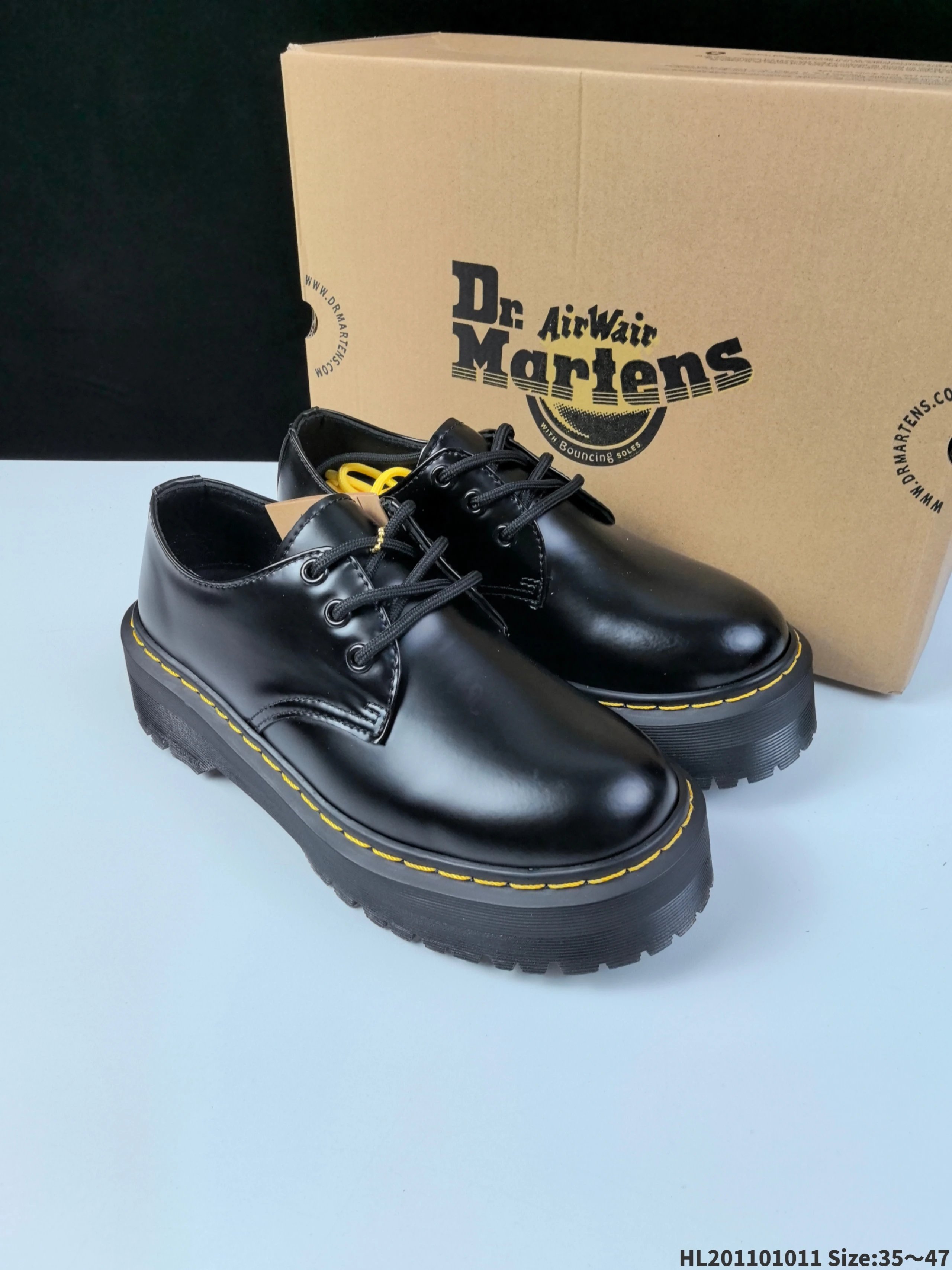 Dr. Martens 1461 Black Smooth Leather Derby Shoes - 19