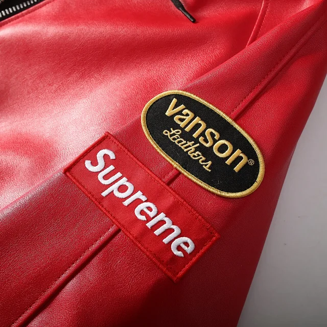 Vanson Leathers Jackets Supreme collaboration hooded leather jacket product detail image 21
