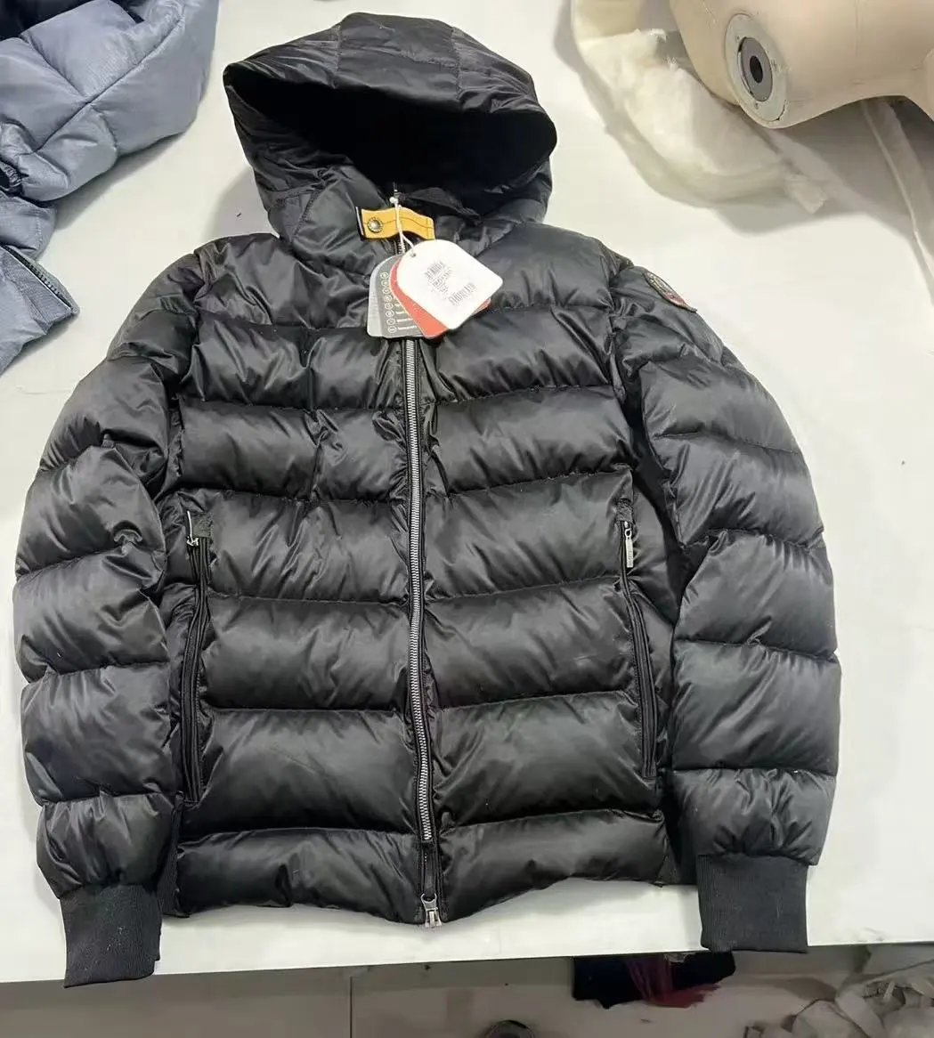 PJ men's down jacket with hooded zipper and white duck down