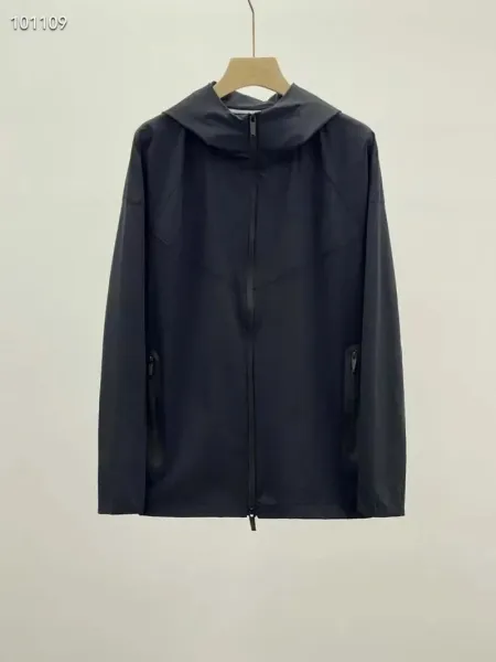 Design Lightweight Hooded Windbreaker Navy Outerwear - 1