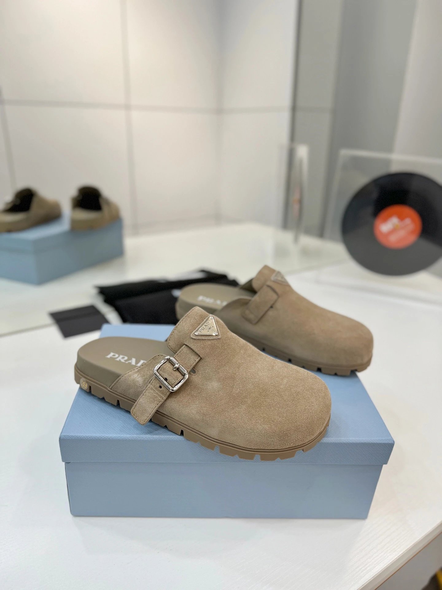 Khaki Grey Suede