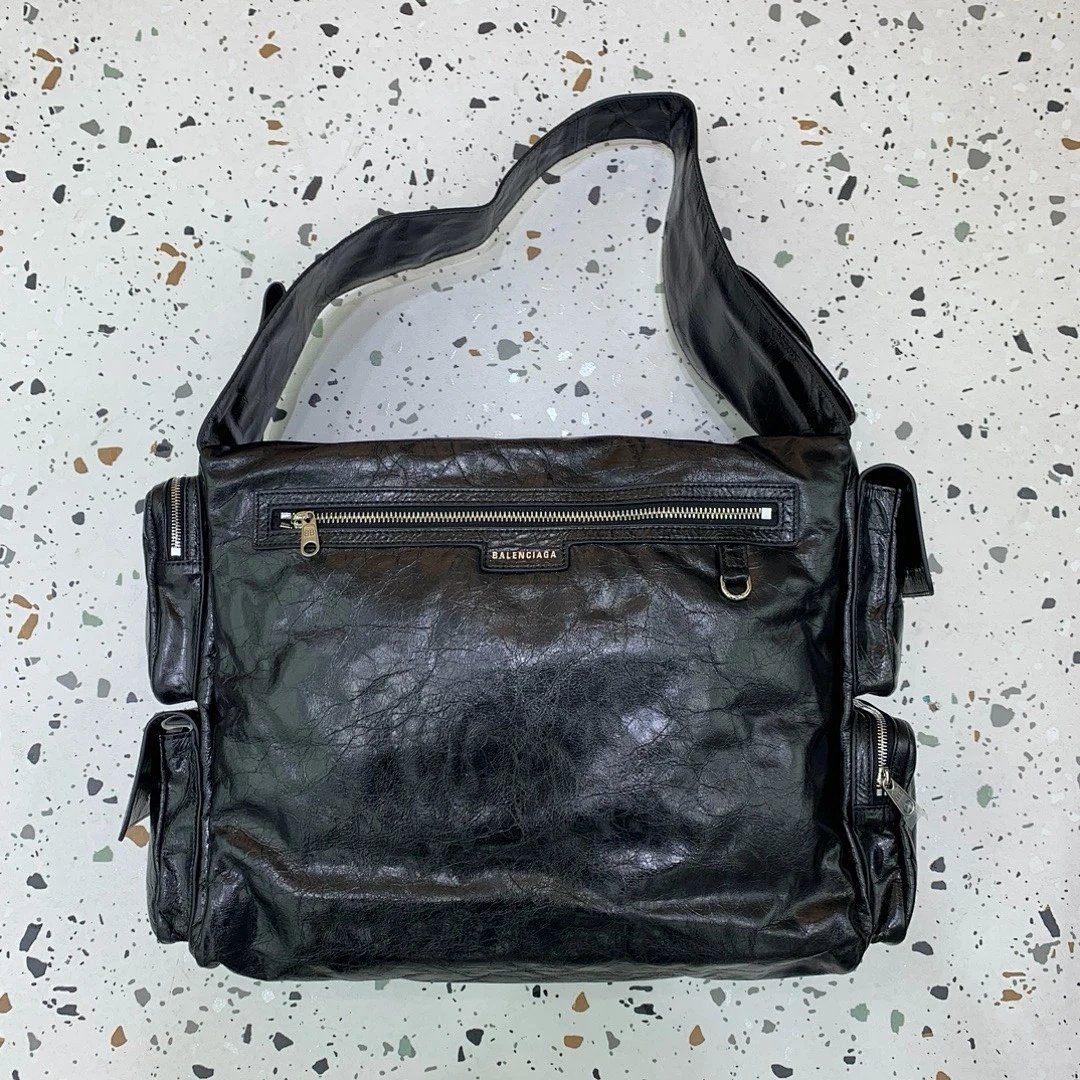 Dark Multi-Pocket Motorcycle Bag, Unisex Crossbody Shoulder Bag