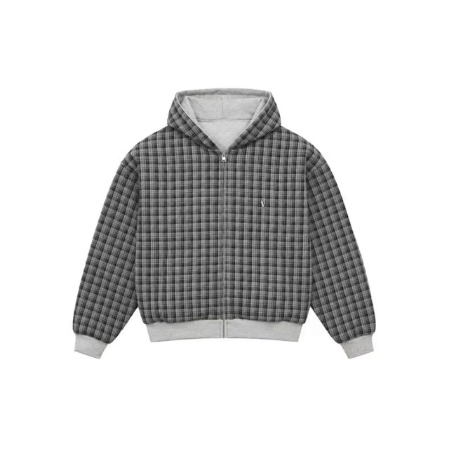 W light gray small plaid sweater