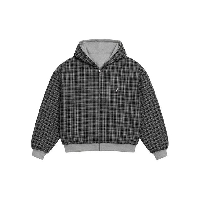 w dark gray small plaid sweater