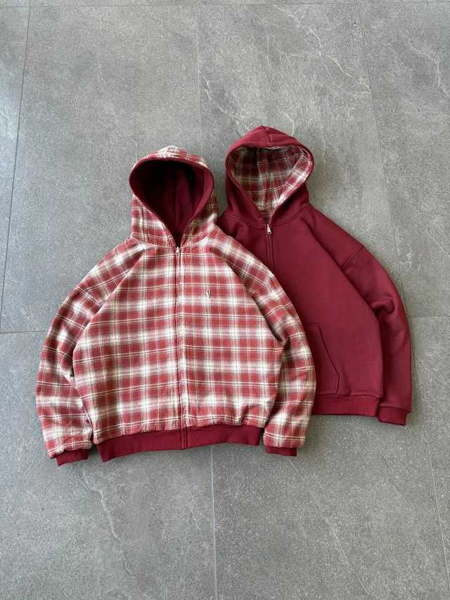 w double-sided plaid sweater