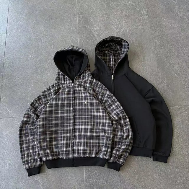 Black and white plaid hoodie