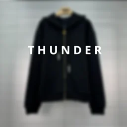 thumbnail for Letter-embroidered zip-up hoodies