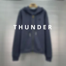 thumbnail for Letter-embroidered zip-up hoodies