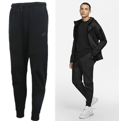 Nike NIKE Sportswear tech fleece men's sports and leisure training close-up knitted breathable black small feet trousers CU4496-010
