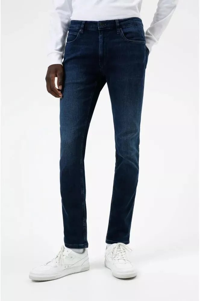 Men's Mid-Blue Distressed Slim Jeans