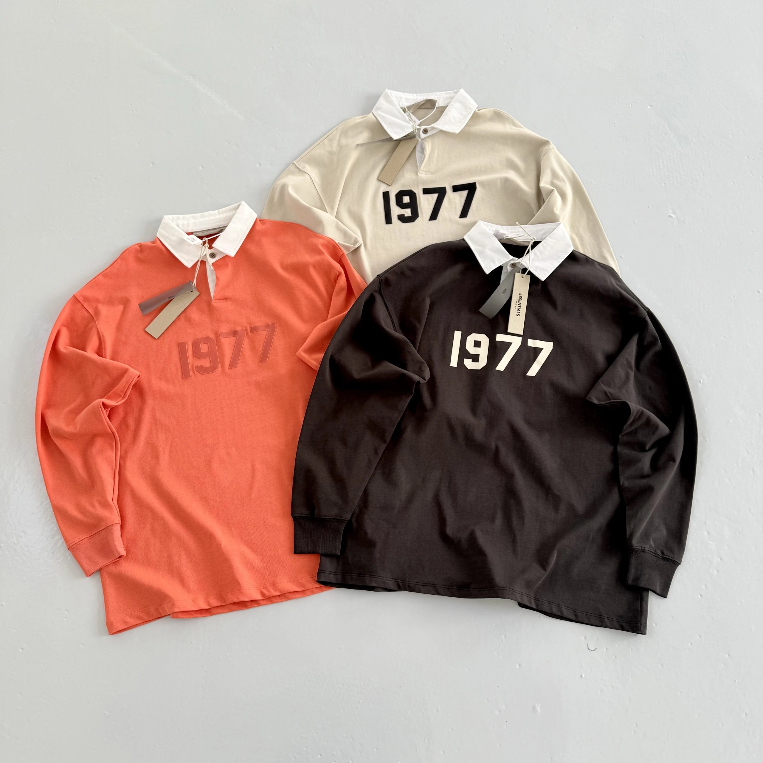 Sale - Essentials AMG FOG 8th Season Sub-Line Letter Polo Shirt American Style 1977 Long Sleeve G11