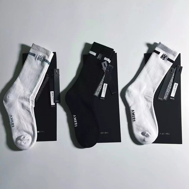 Amiri 1:1 embroidery logo socks 蜘蛛刺绣袜子