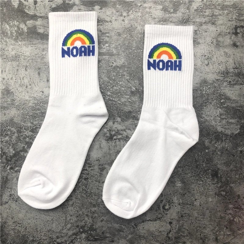 NOAH Rainbow Logo Crew Socks Light Blue - 8