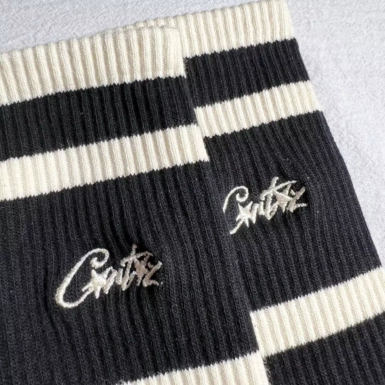 Corteiz Striped Crew Socks Red Yellow Cream Socks - 11