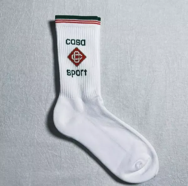 Design Logo Crew Socks White with Red Embroidery Socks - 3
