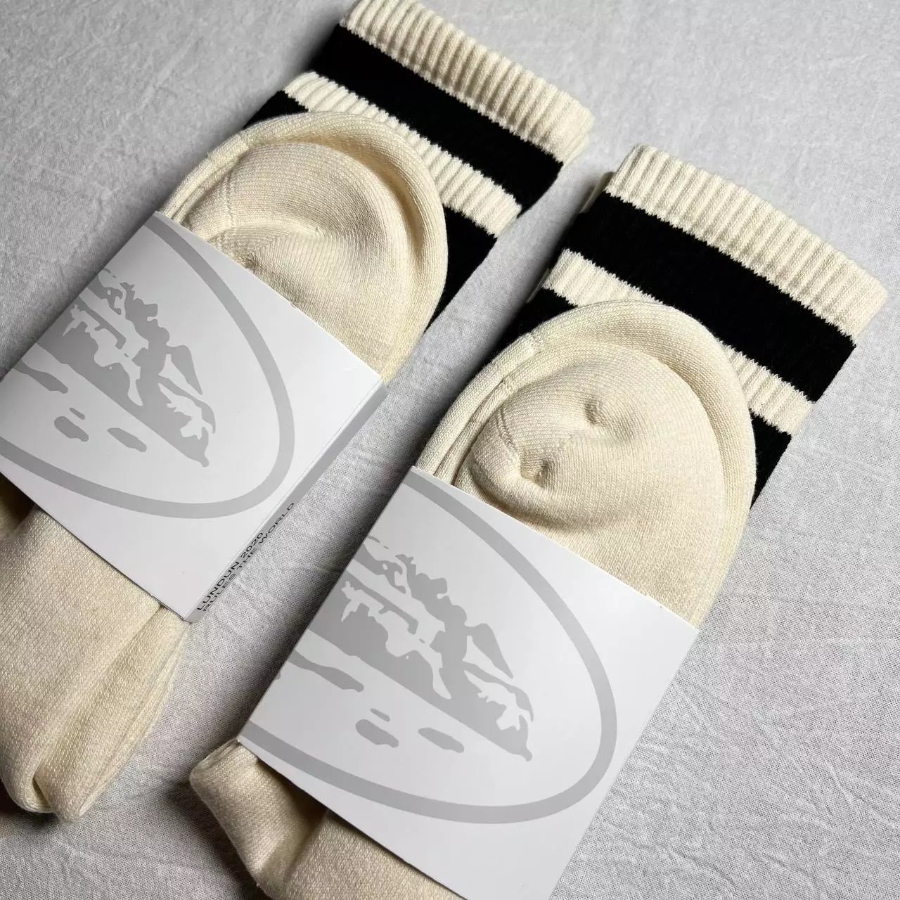 Corteiz Striped Crew Socks Red Yellow Cream Socks - 6