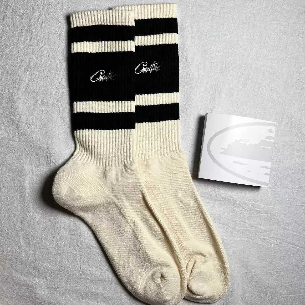 Corteiz Striped Crew Socks Red Yellow Cream Socks - 3
