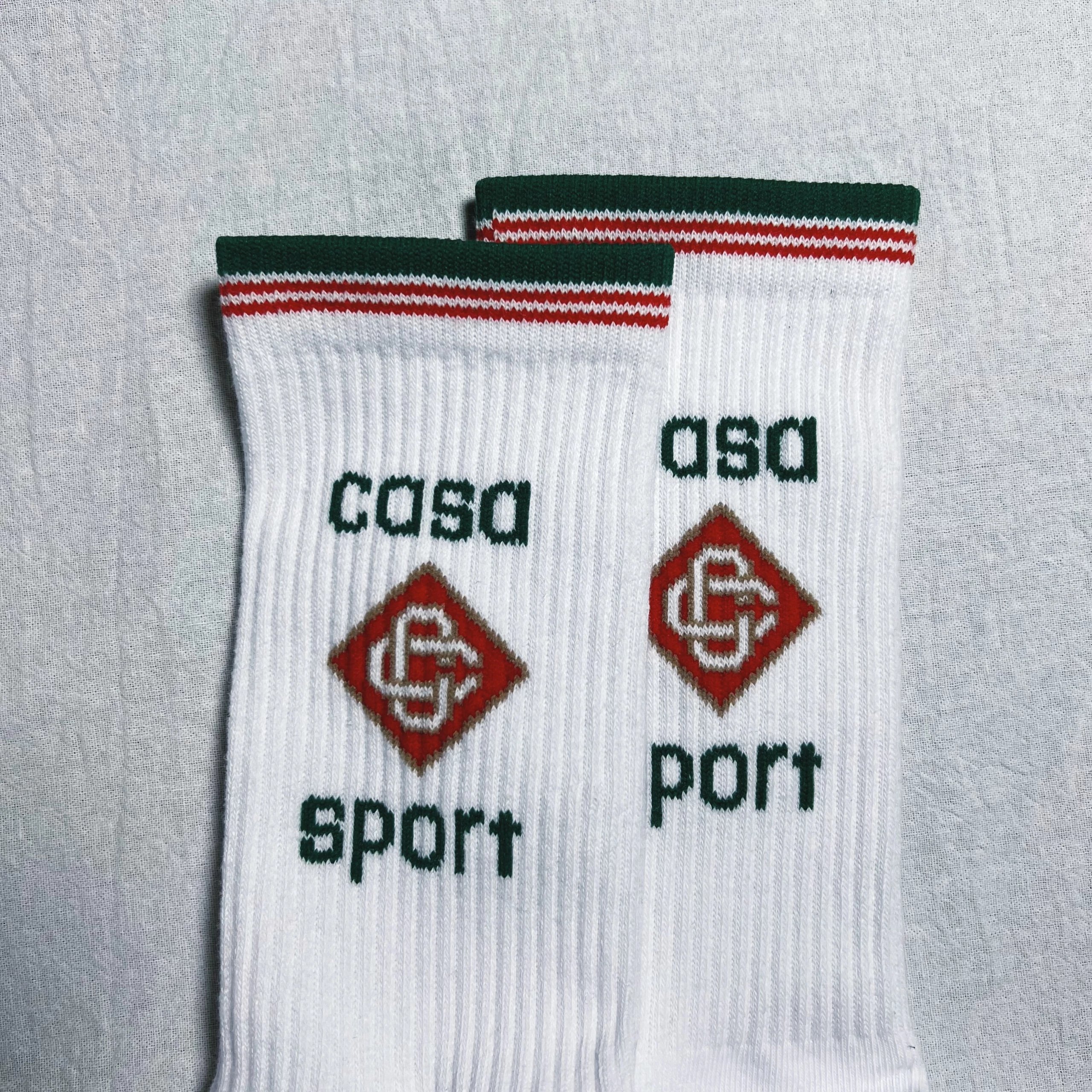 Design Logo Crew Socks White with Red Embroidery Socks - 5