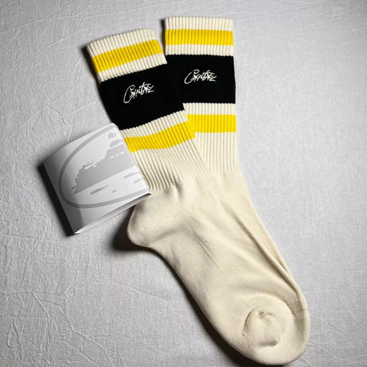 Corteiz Striped Crew Socks Red Yellow Cream Socks - 4