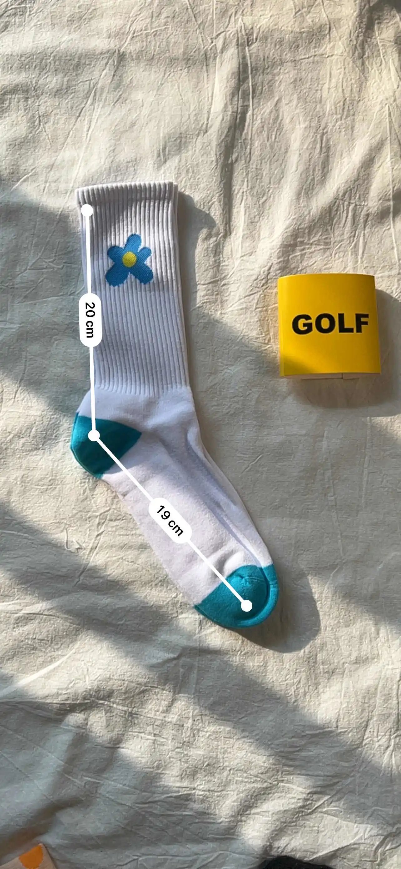 Design GOLF Wang Crew Socks White with Beige Toe Heel and Multicolor Logo Socks - 7
