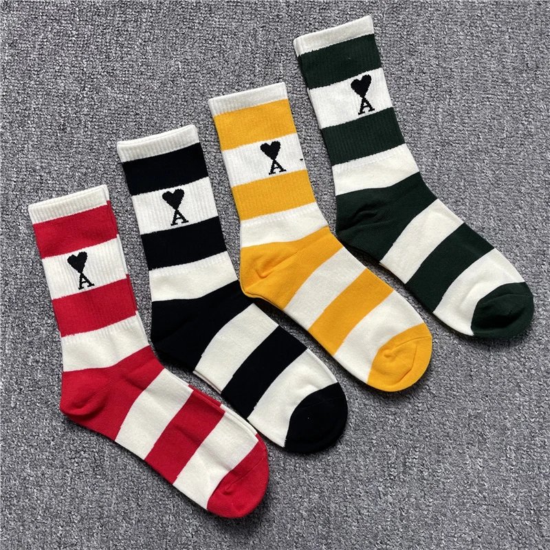 Striped Heart Logo Crew Socks 