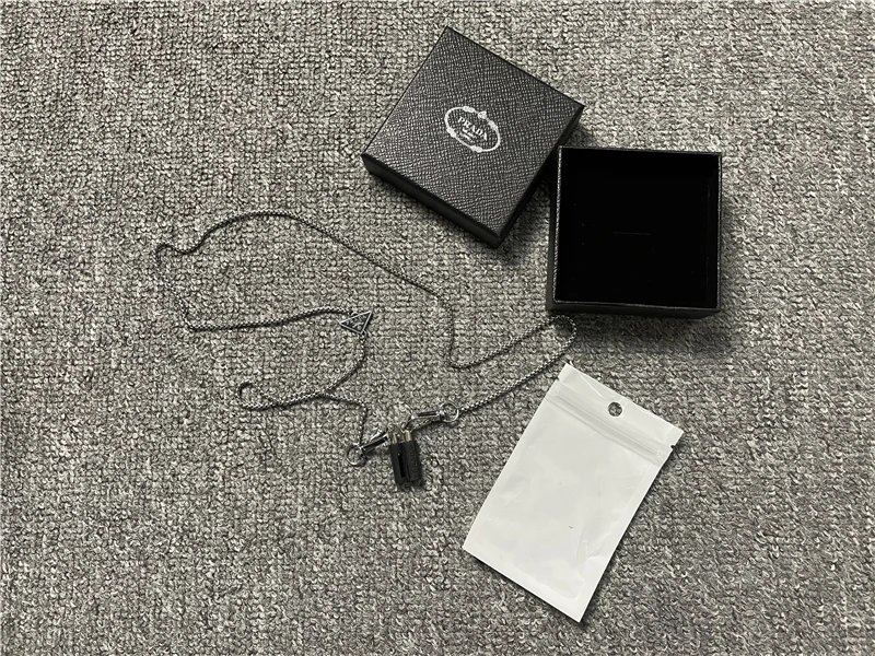 Prada Triangle Pendant Necklac