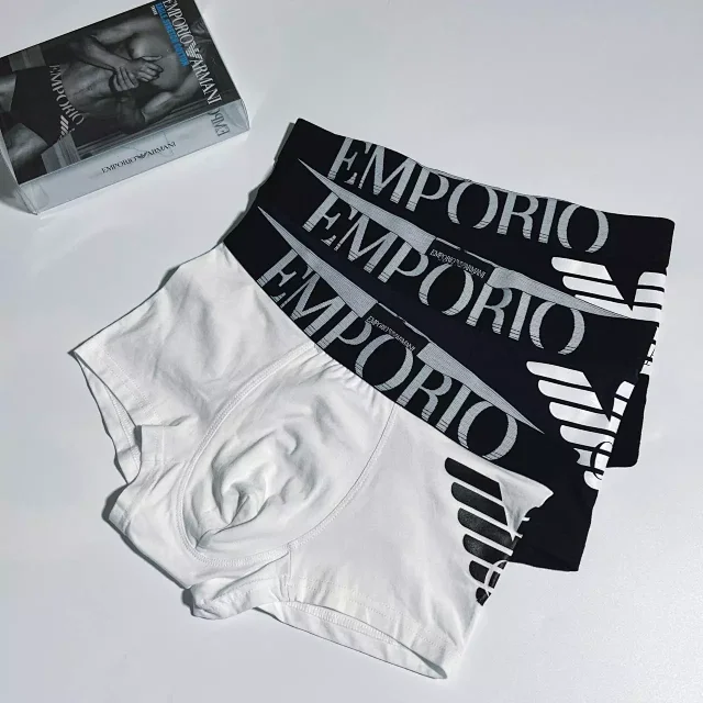 Emporio Armani Underwear Eagle Stretch Cotton Trunks, 3-Pack product detail image 1