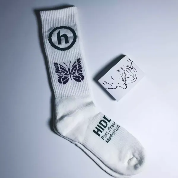 hA. Butterfly Logo Crew Socks White - 11