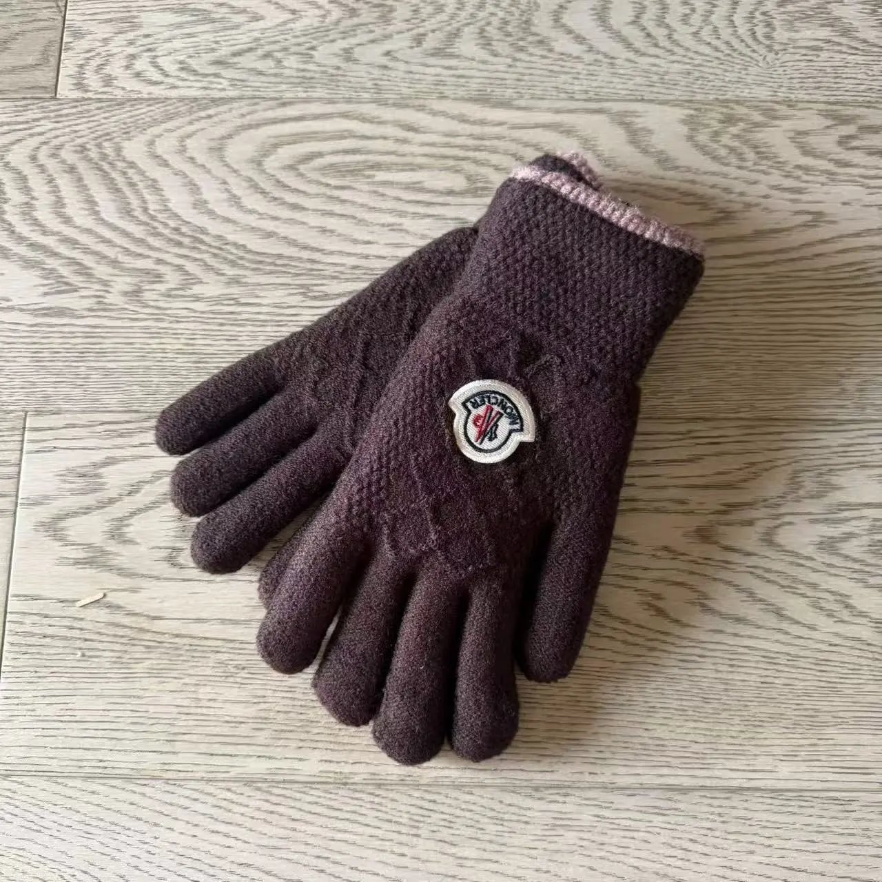 Door gloves with velvet BURGUNDY wine red