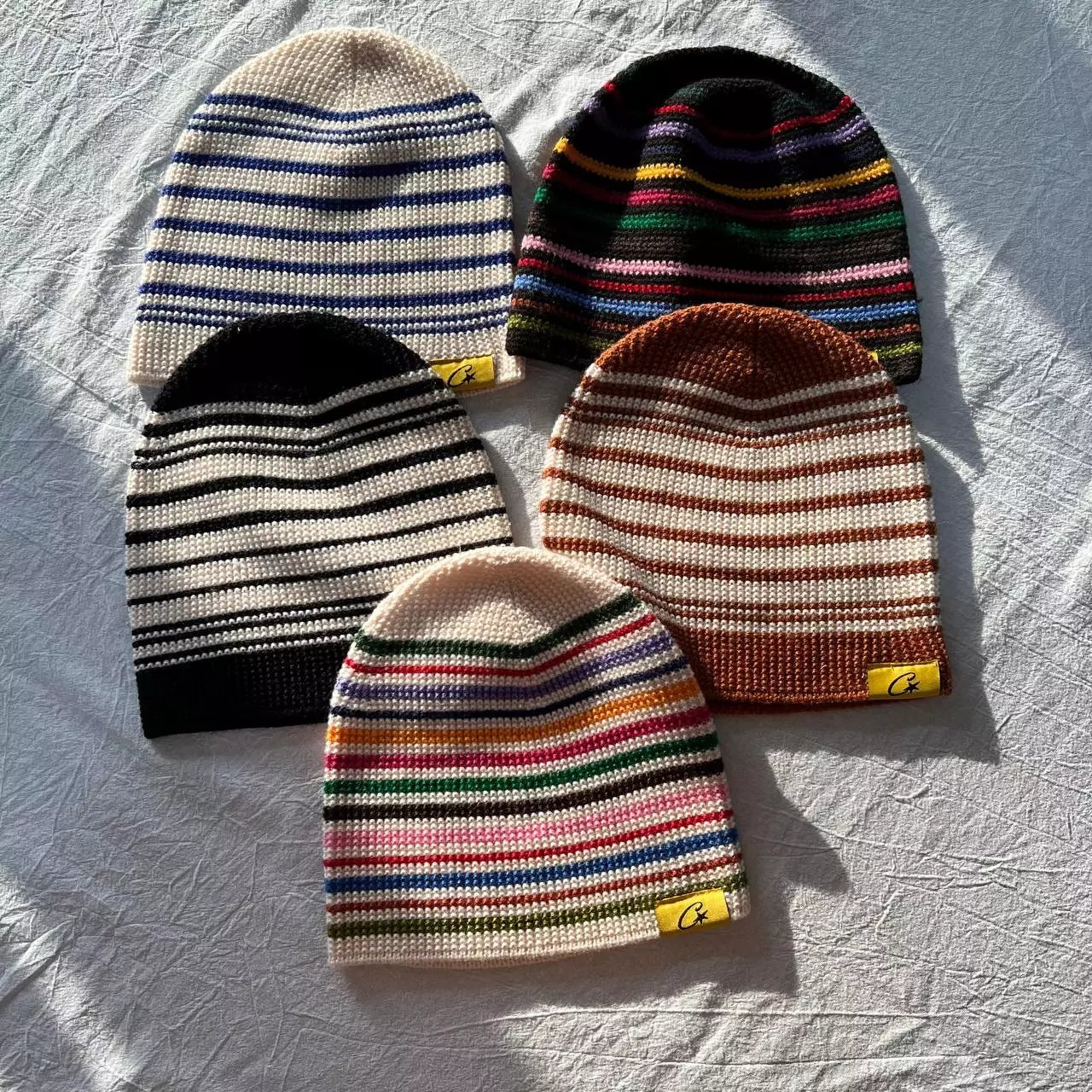 C+ Striped Knit Beanies