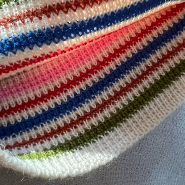 Corteiz Striped Beanie Navy and Beige Knit Hat - 8