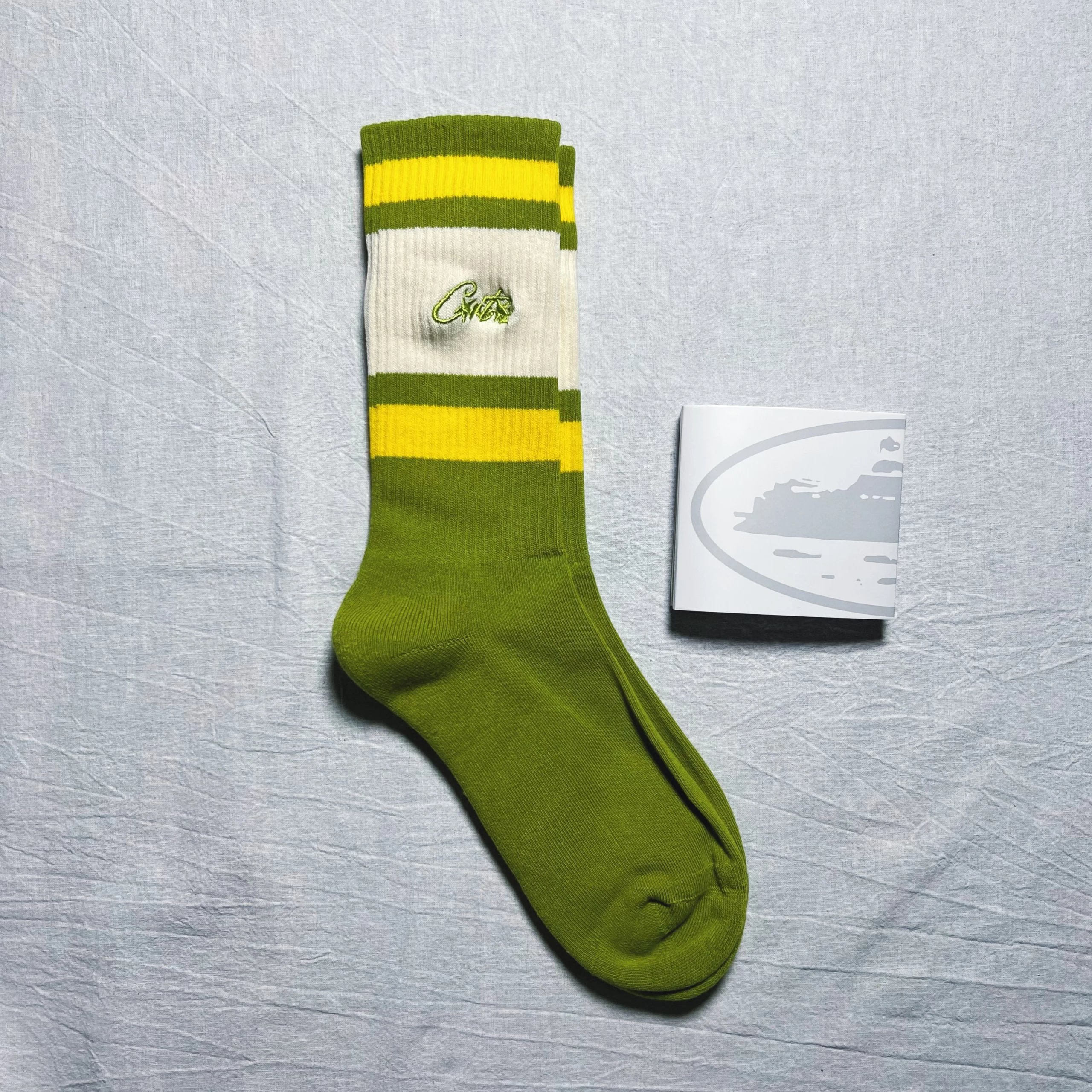 Corteiz Striped Crew Socks Red Yellow Cream Socks - 8