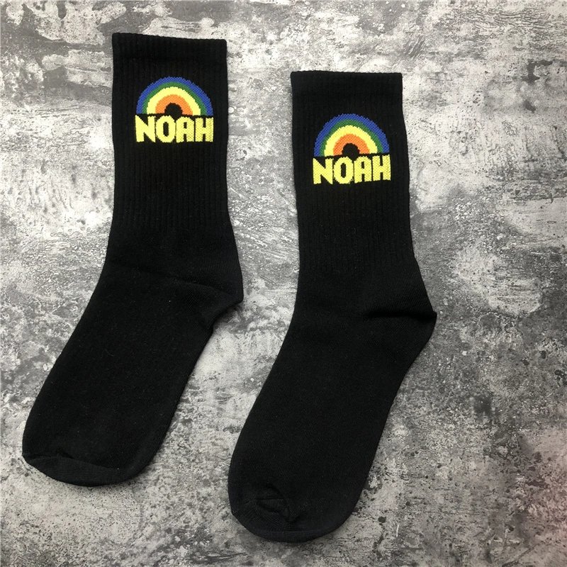NOAH Rainbow Logo Crew Socks Light Blue - 9