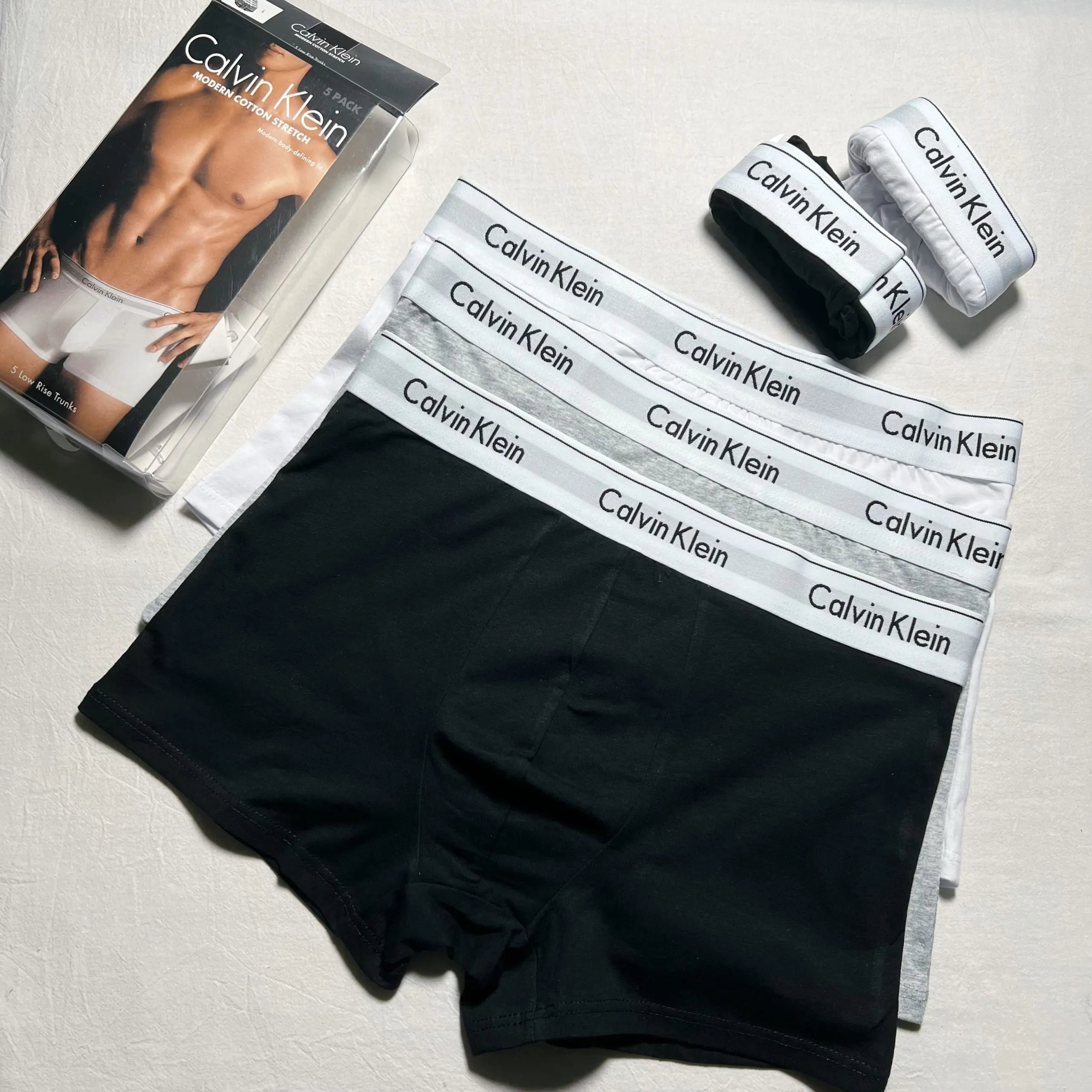 White, Black, Gray Underwear Boxer Briefs 5-Pack (Intimate Apparel, No Returns or Exchanges)