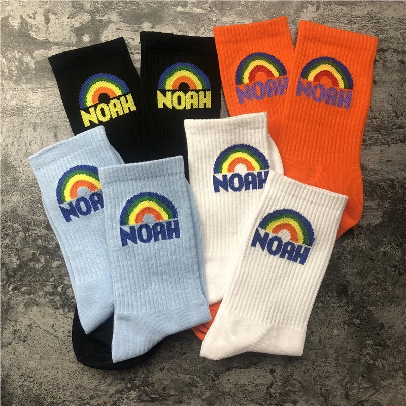 NOAH Rainbow Logo Crew Socks