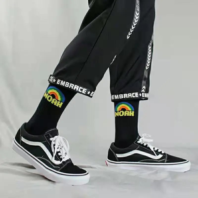 NOAH Rainbow Logo Crew Socks Light Blue - 6