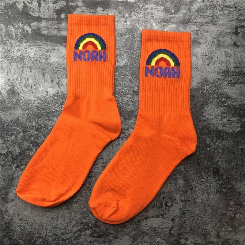 NOAH Rainbow Logo Crew Socks Light Blue - 7