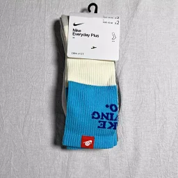 thumbnail for White and blue 2-pack towel socks