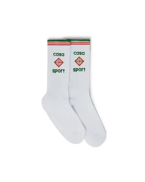 Design Logo Crew Socks White with Red Embroidery Socks - 2