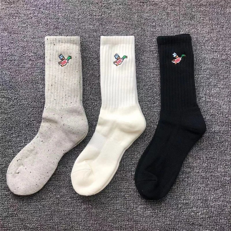 Item Thumbnail for Japanese version of HUMAN MADE small flying duck duck embroidered socks in high-tube cotton slub cotton towel bottom men and women socks