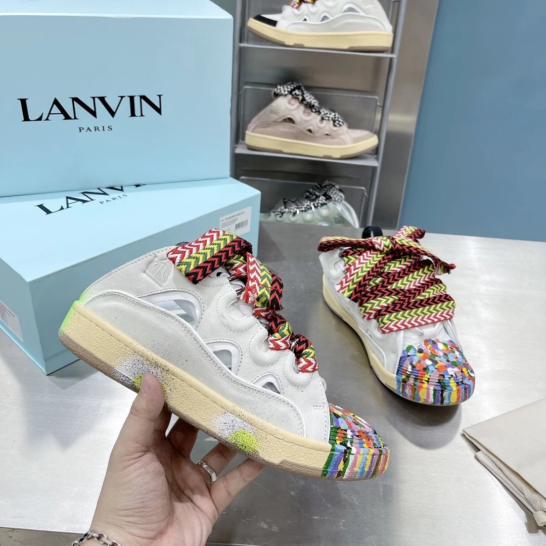 Lanvin Sneakers Curb — White Graffiti Half-Slip (customized without return or change)