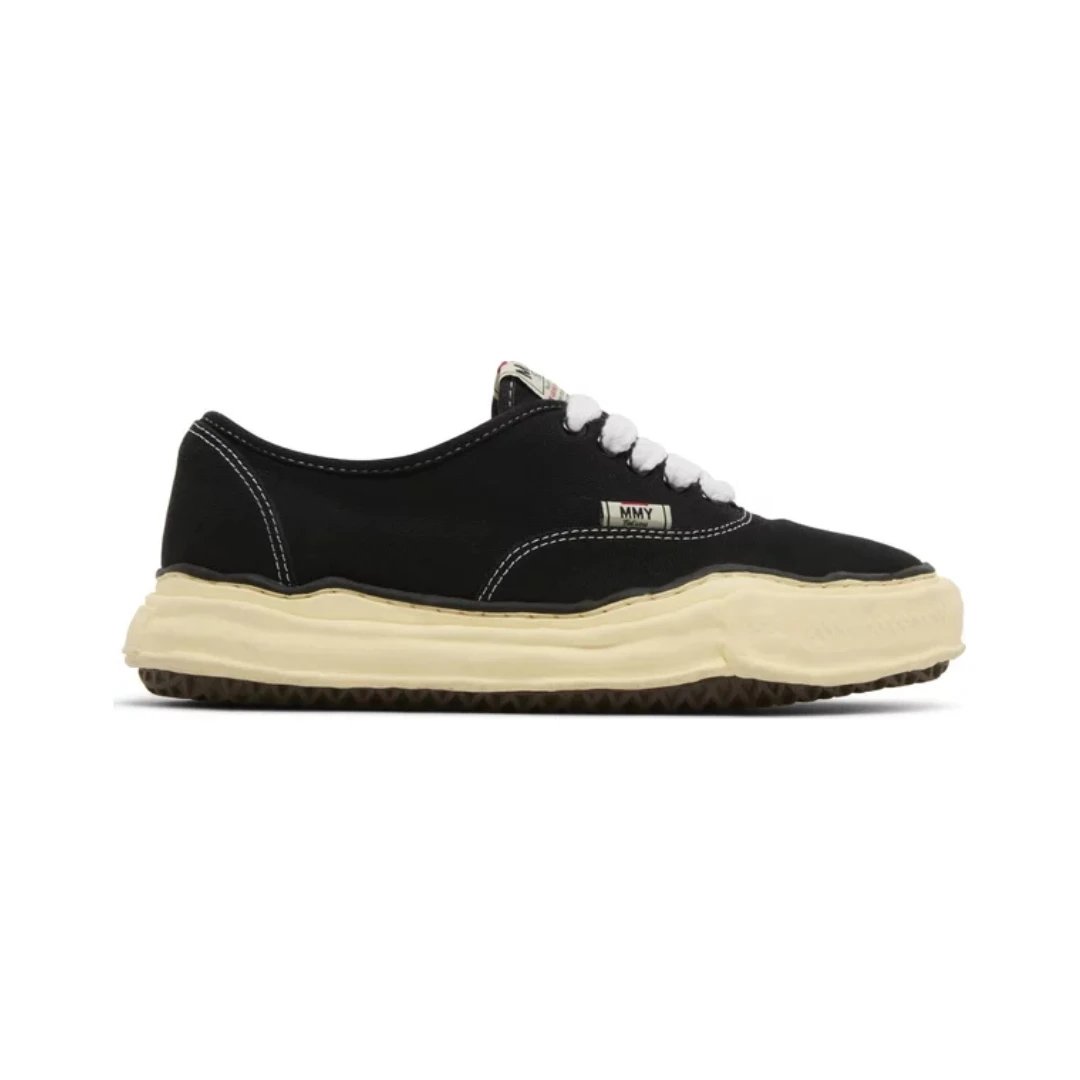 Unbranded Sneakers Low-top canvas with layered distressed rubber sole — Baker Vintage Canvas Black