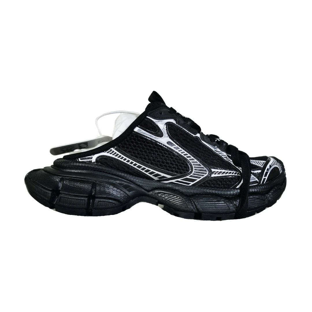 Balenciaga Slippers Track Mule — 3XL Black Silver