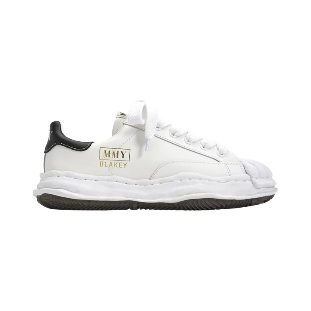 Unbranded Sneakers Low-top canvas with layered distressed rubber sole — Blakey Leather White