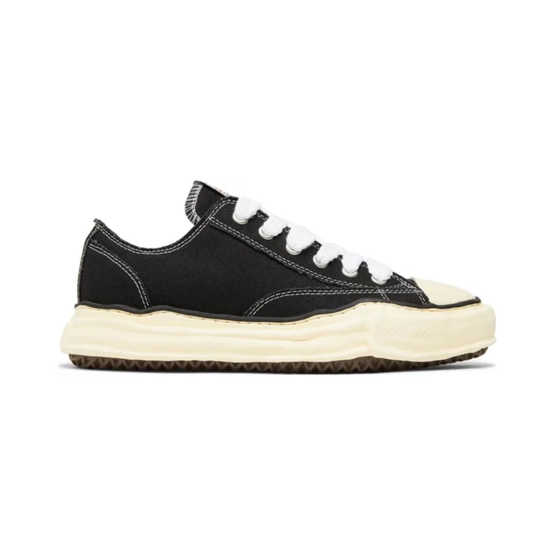 Unbranded Sneakers Low-top canvas with layered distressed rubber sole — Peterson Vintage Canvas Black