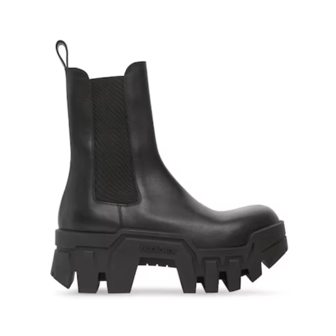 Balenciaga Leather Shoes Bulldozer Derby — Black Matte Calkskin