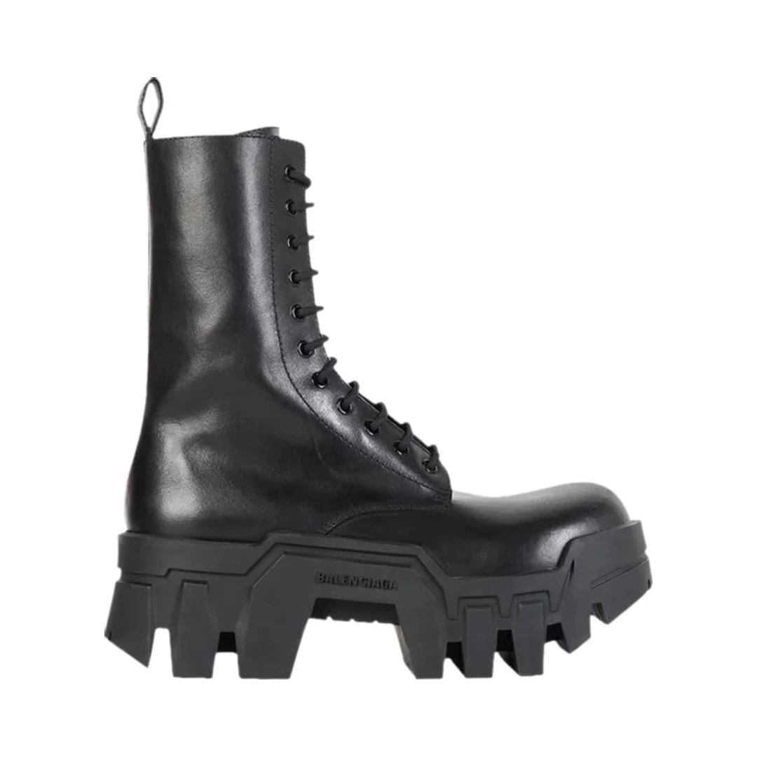 Balenciaga Leather Shoes Bulldozer Derby — Lace-Up Boot Black