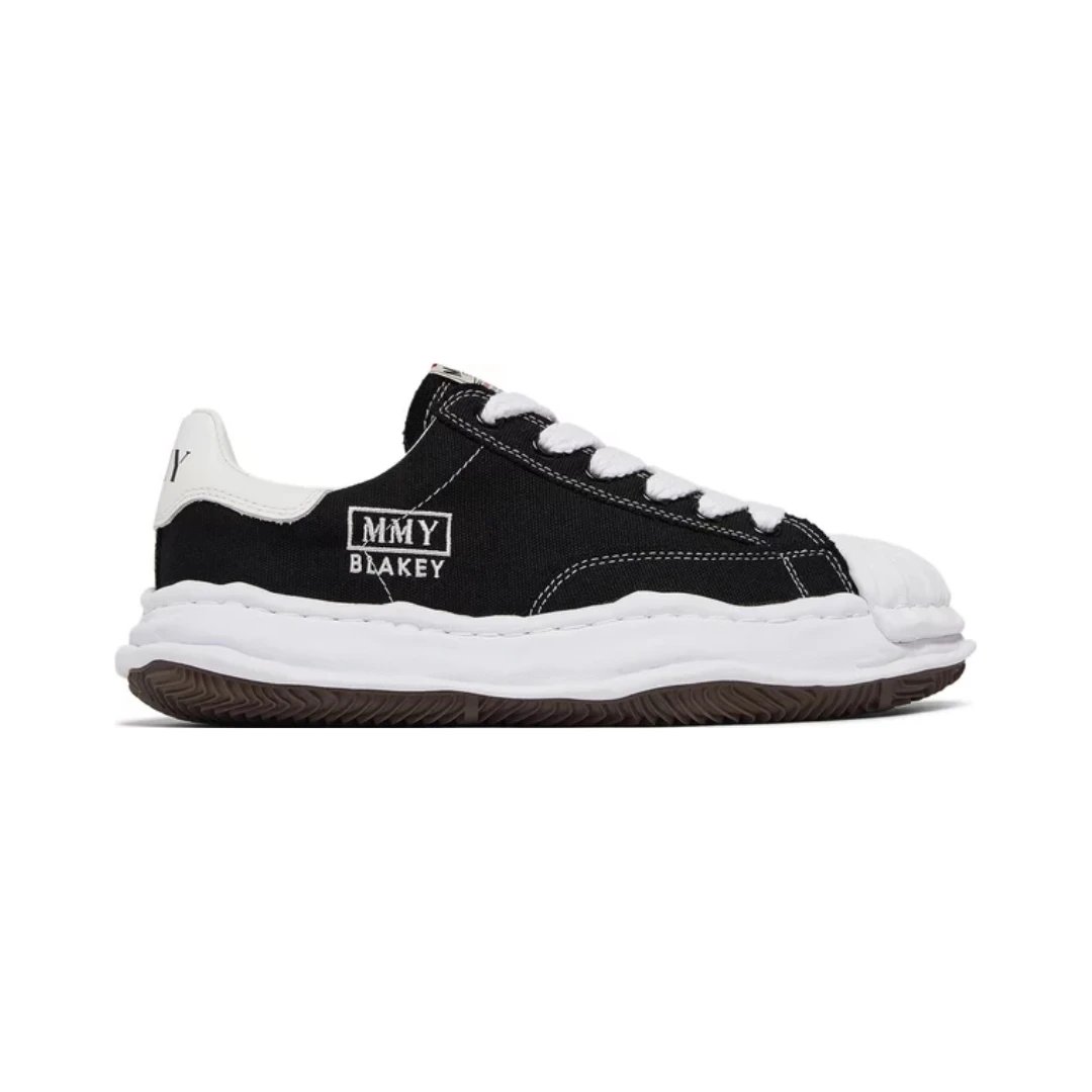 Unbranded Sneakers Low-top canvas with layered distressed rubber sole — Blakey Canvas Black White